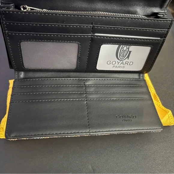 Fashion Trifold Long Wallet Black Brown Snap Closure Silver Hardware - Picture 10 of 15